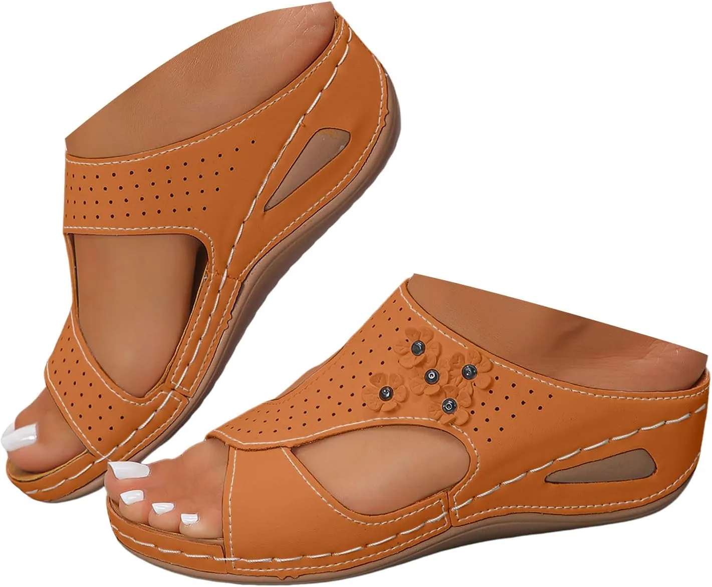 2025 Orthopedic Sandals for Women Comfortable Ladies Dress Walking Footwear with Arch Support Breathable Non-Slip Wedge Heel Shoe Summer Beach Vacation Slippers Fashion Open Toe Soft Sole Slides