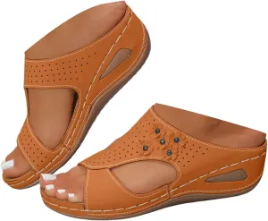 2025 Orthopedic Sandals for Women Comfortable Ladies Dress Walking Footwear with Arch Support Breathable Non-Slip Wedge Heel Shoe Summer Beach Vacation Slippers Fashion Open Toe Soft Sole Slides