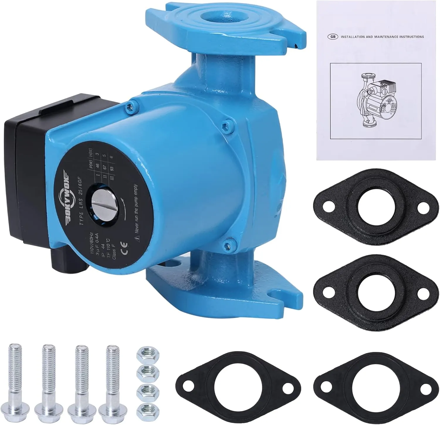 3-Speed 1 Inch Hot Water Recirculating Pump, 1/8HP Booster Pump, 110-120V, Flange Circulation Pump for Water Heater/Floor Heating