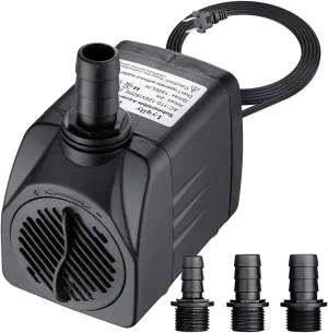 400GPH Ultra Quiet 1500L/H 25W Submersible Water Pump with 6.6ft High Lift for Fountains, Hydroponics, Ponds, Aquariums, Fish Tank