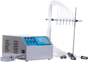 6 Heads Liquid Filling Machine Semi Auto Bottle Filler Digital Pump Adjustable，Used for Mineral Water, Beverages, Food