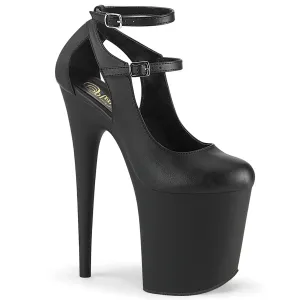 8 Inch Heel FLAMINGO-850 Black Faux Leather