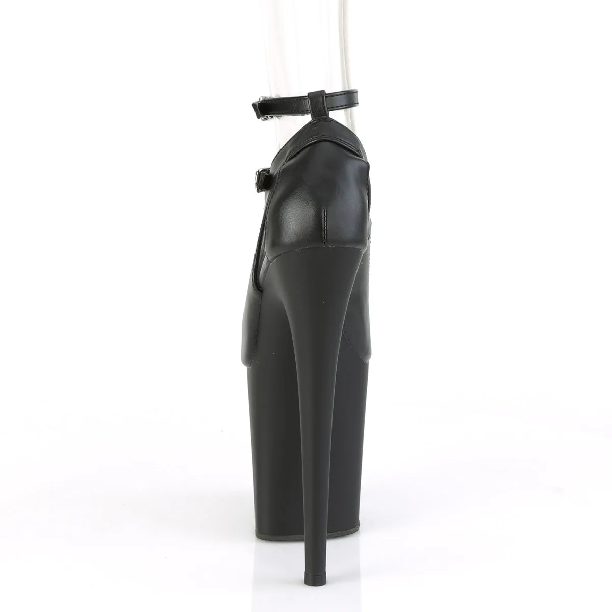 8 Inch Heel FLAMINGO-850 Black Faux Leather