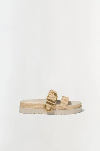 Aida Raffia Buckle Sandal Natural