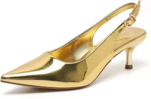 Amoji Women's 2 Inch Pointed Toe Low Kitten Heel Slingback Pump Party Wedding Dress Shoes FZ321