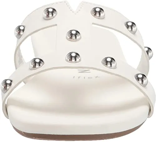 Anne Klein Women's ELY Slide Sandal, White Silver, 6.5