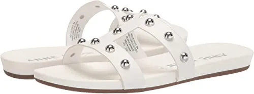 Anne Klein Women's ELY Slide Sandal, White Silver, 6.5