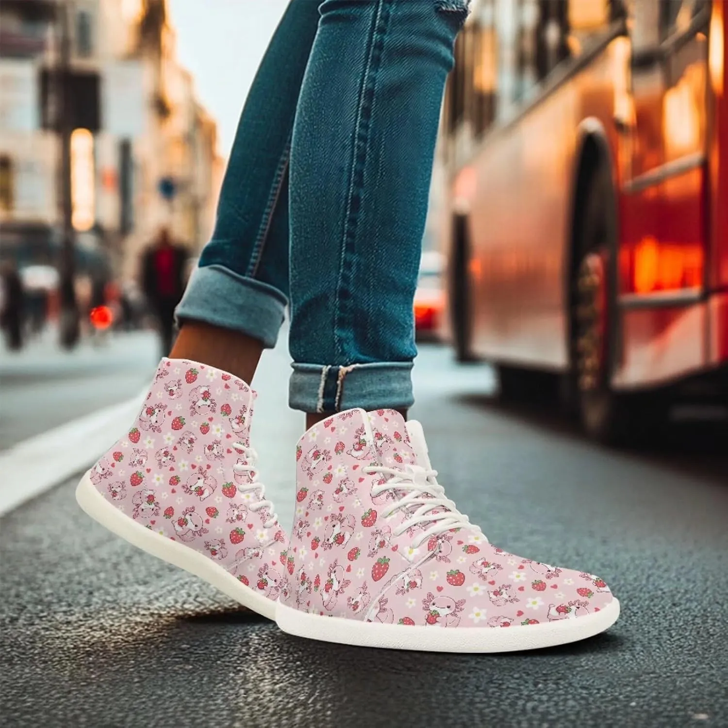 Belidome Women's High Tops Barefoot Shoes Slip On Casual Leather Boots Sneakers for Tennis