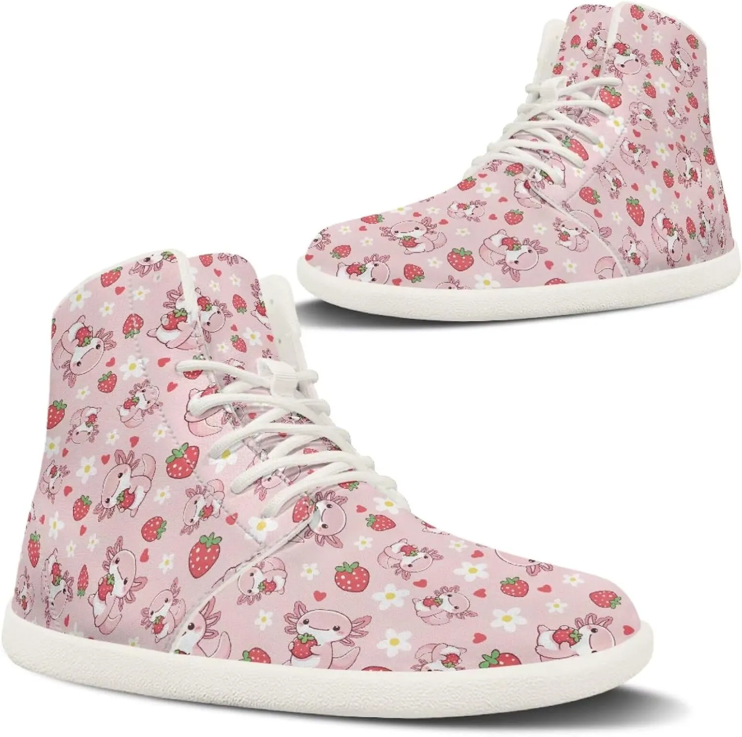 Belidome Women's High Tops Barefoot Shoes Slip On Casual Leather Boots Sneakers for Tennis
