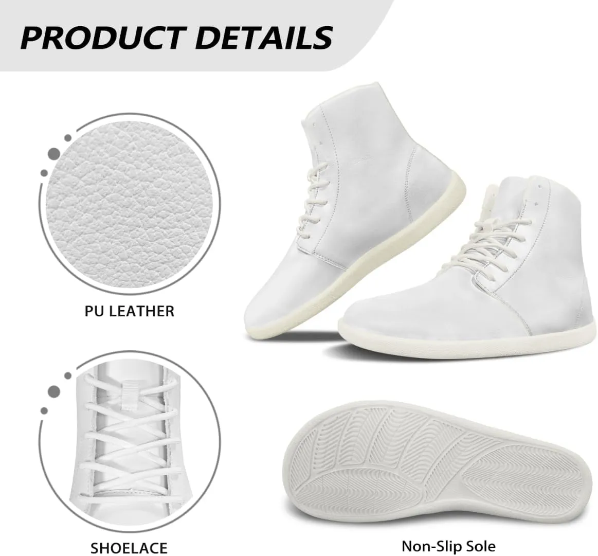 Belidome Women's High Tops Barefoot Shoes Slip On Casual Leather Boots Sneakers for Tennis