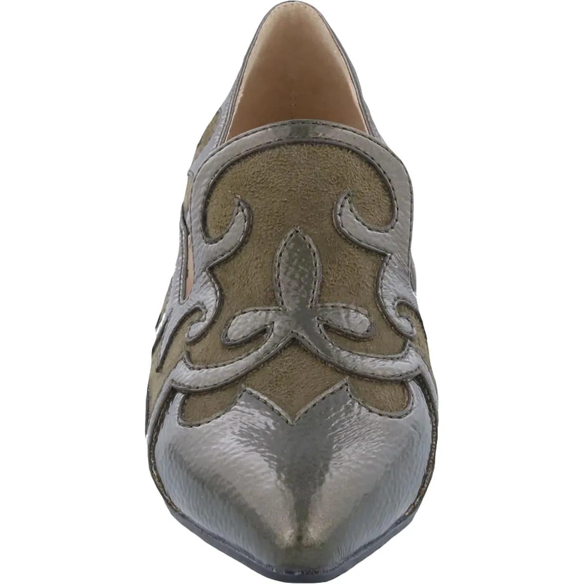 Bellini Womens Bengal Faux Suede Pointed Toe Loafer Heels