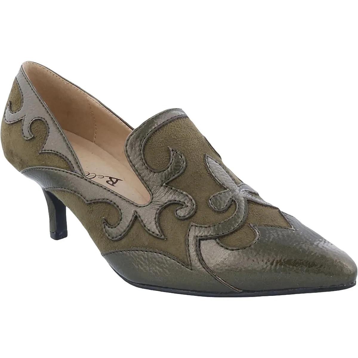 Bellini Womens Bengal Faux Suede Pointed Toe Loafer Heels