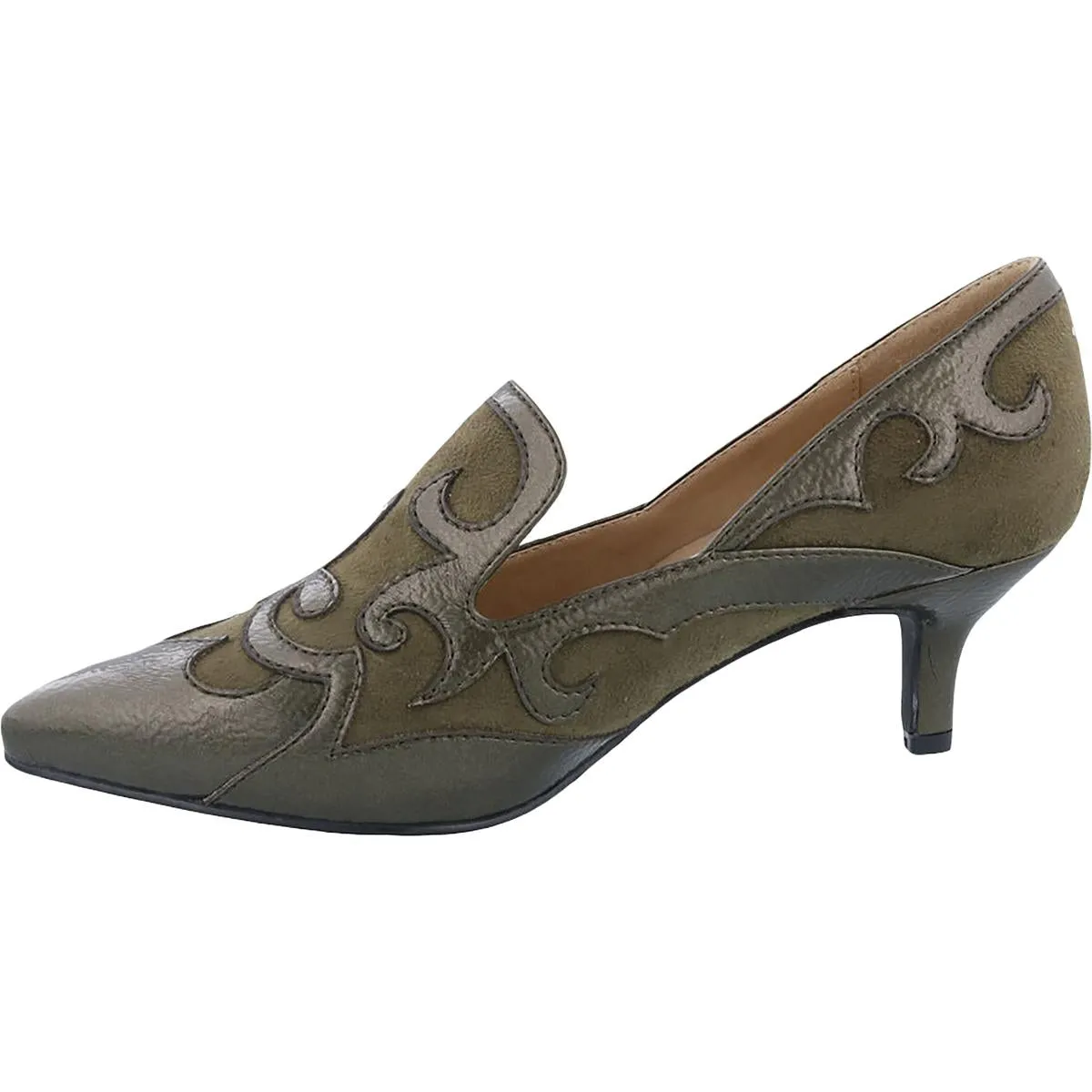 Bellini Womens Bengal Faux Suede Pointed Toe Loafer Heels