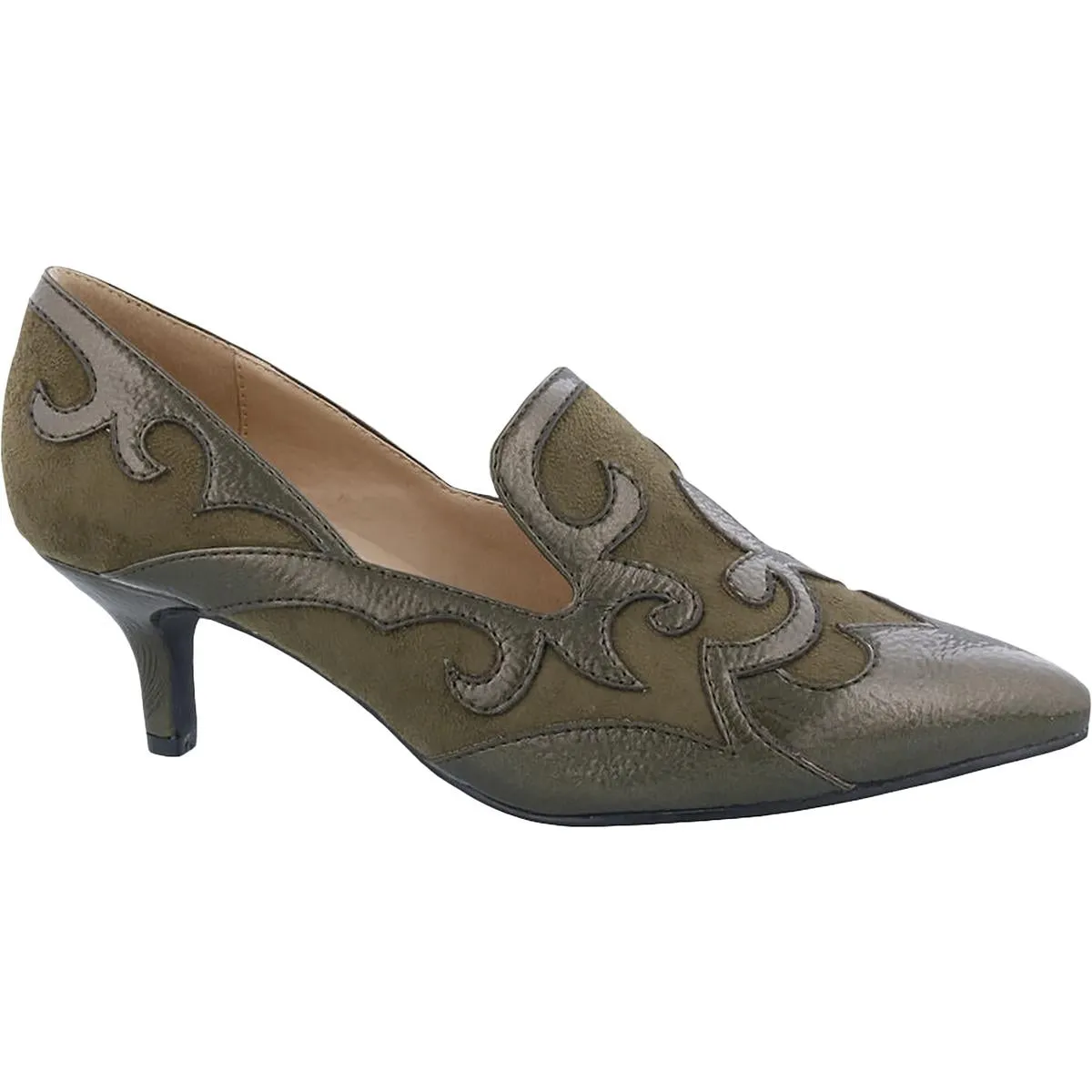Bellini Womens Bengal Faux Suede Pointed Toe Loafer Heels
