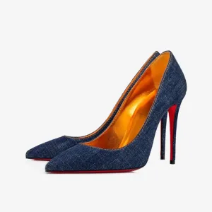 Blue Denim Pump with Low-Cut Vamp