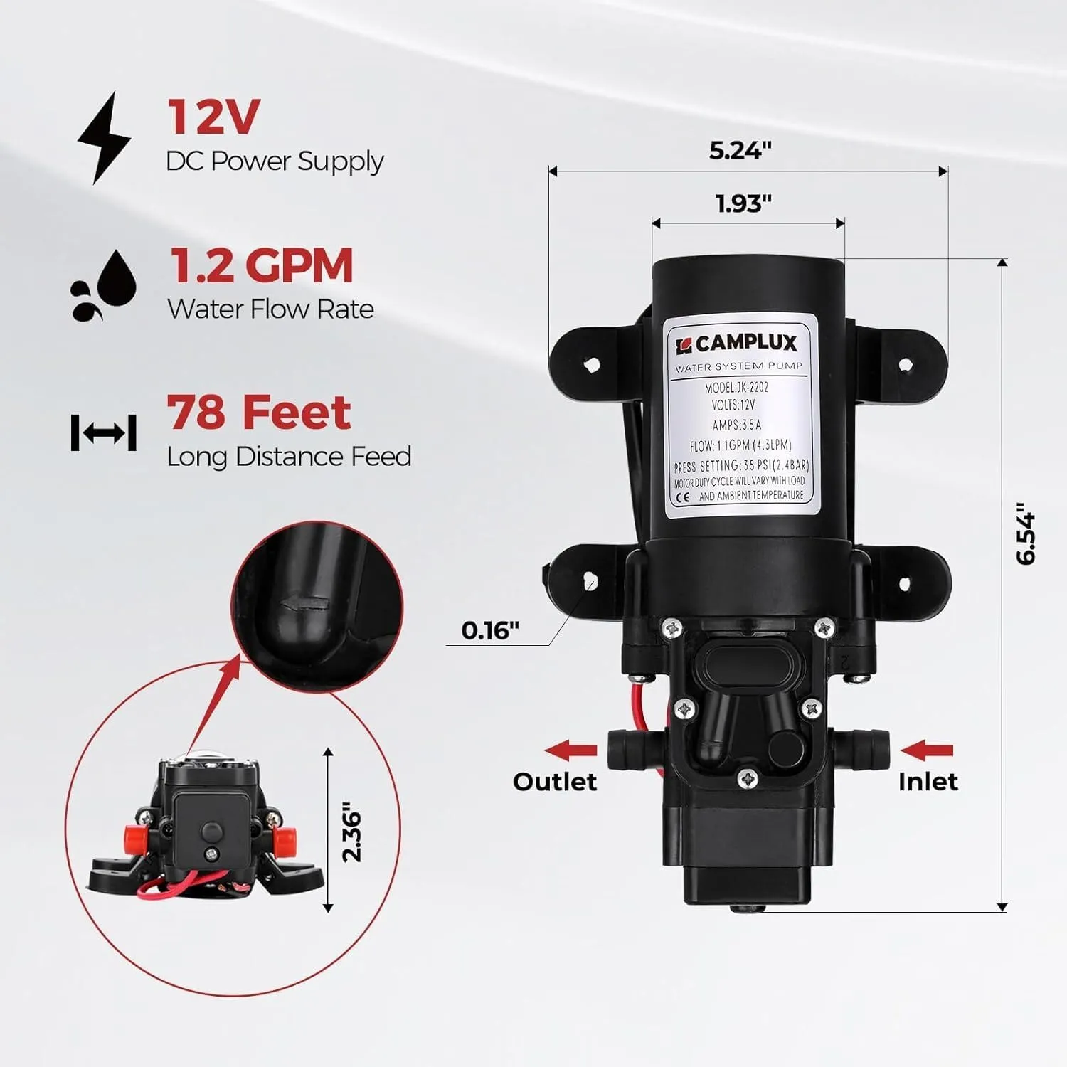 CAMPLUX ENJOY OUTDOOR LIFE 1.32 GPM Outdoor Portable Propane Tankless Water Heater with 1.2 GPM Water Pump Kits, Gray