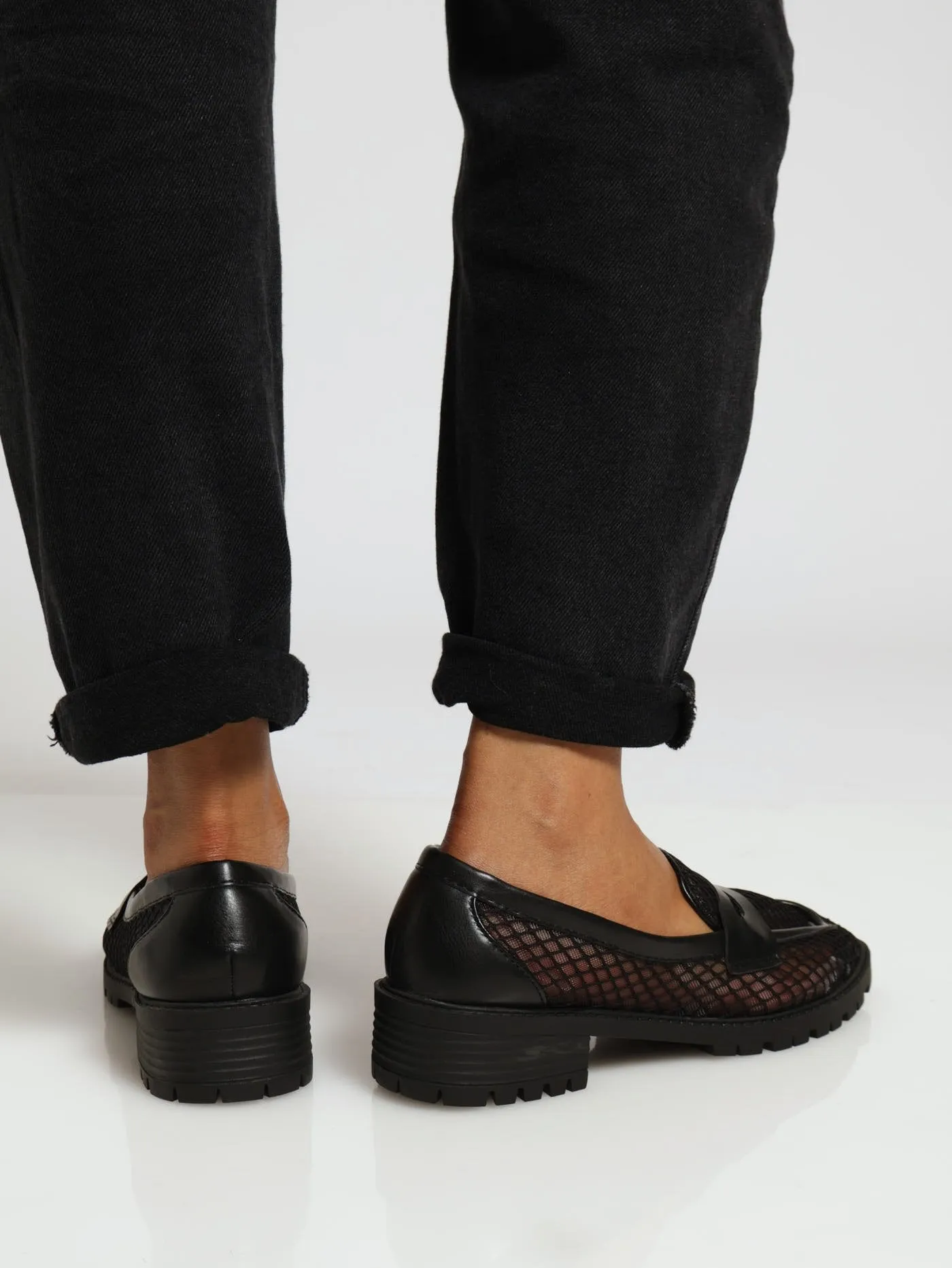 Chunky Mesh Loafer - Black