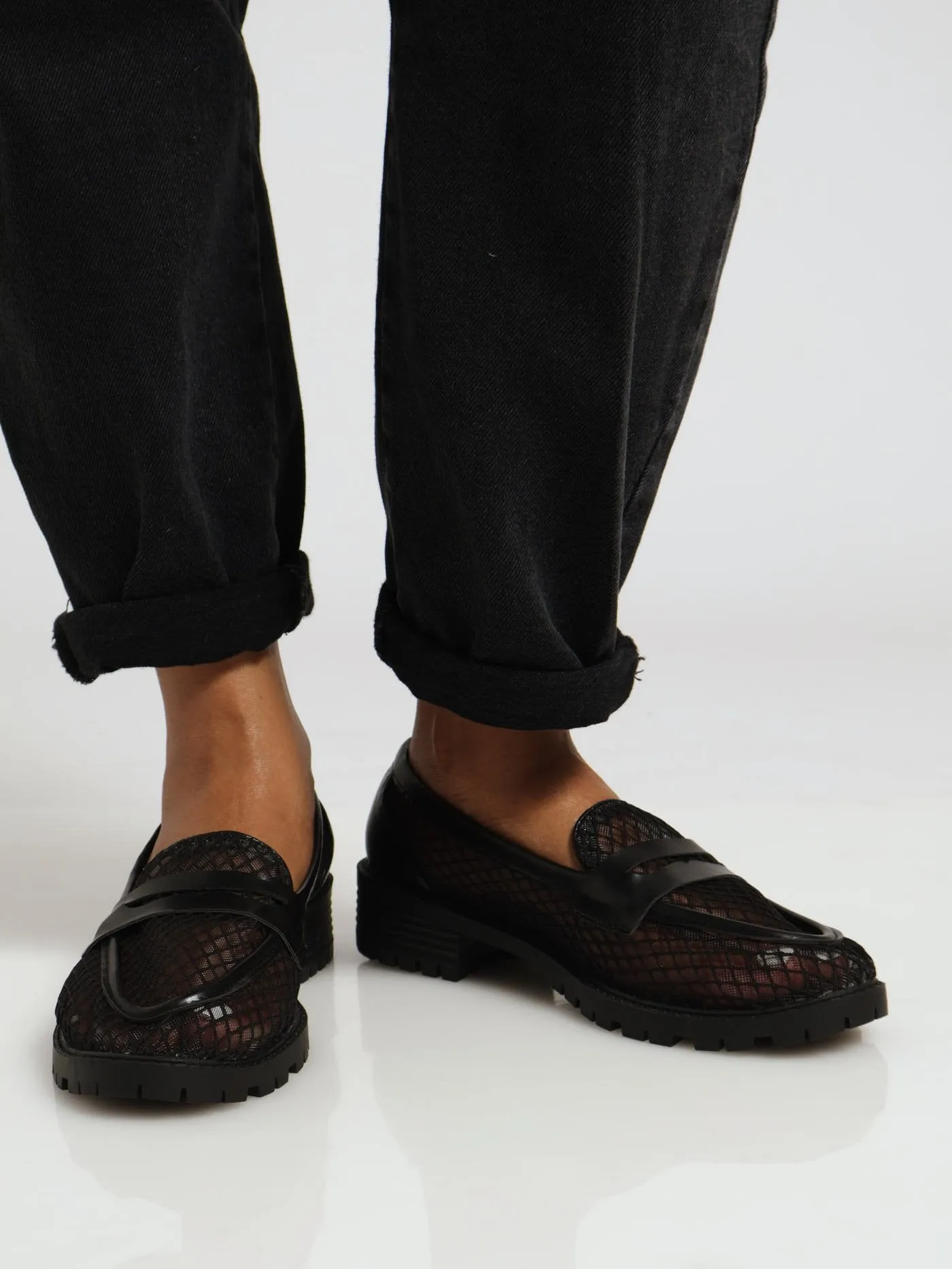 Chunky Mesh Loafer - Black