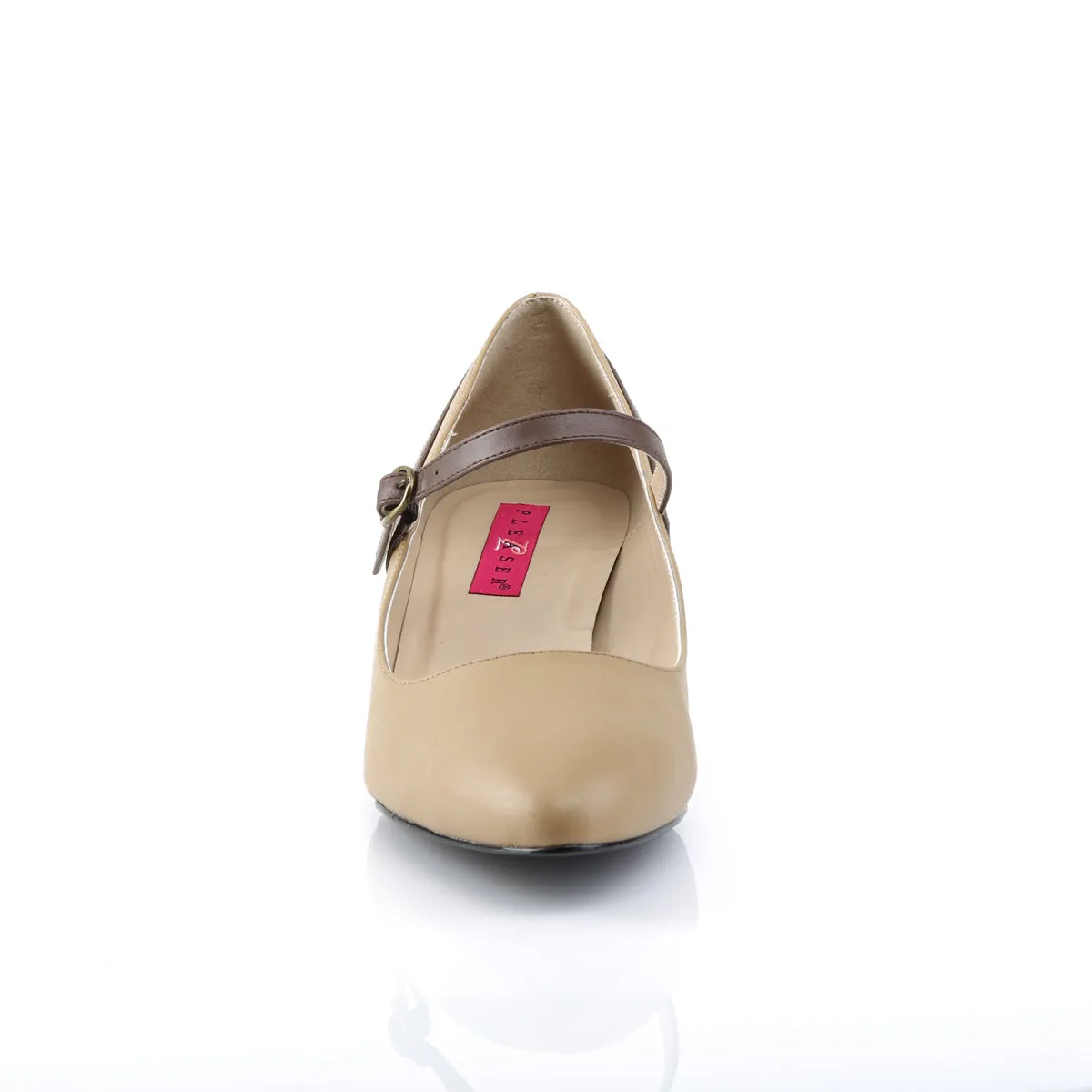 Comfortable Large Size Cream Classic Kitten Heels