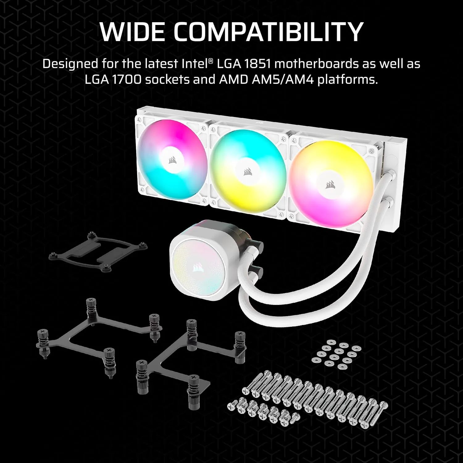 CORSAIR Nautilus 360 RS ARGB Liquid CPU Cooler – 360mm AIO – Low-Noise – Direct Motherboard Connection – Daisy-Chain – Intel LGA 1851/1700, AMD AM5/AM4 – 3X RS120 ARGB Fans Included – White