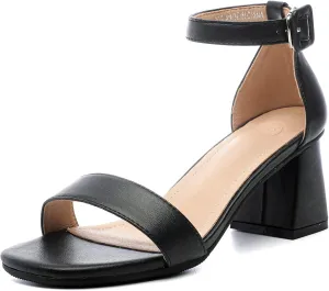 DADAWEN Women's Open Toe Ankle Strap Low Block Chunky Heels Sandals Bridesmaid Wedding Bridal Party Evening Homecoming Prom Dress Pump Shoes