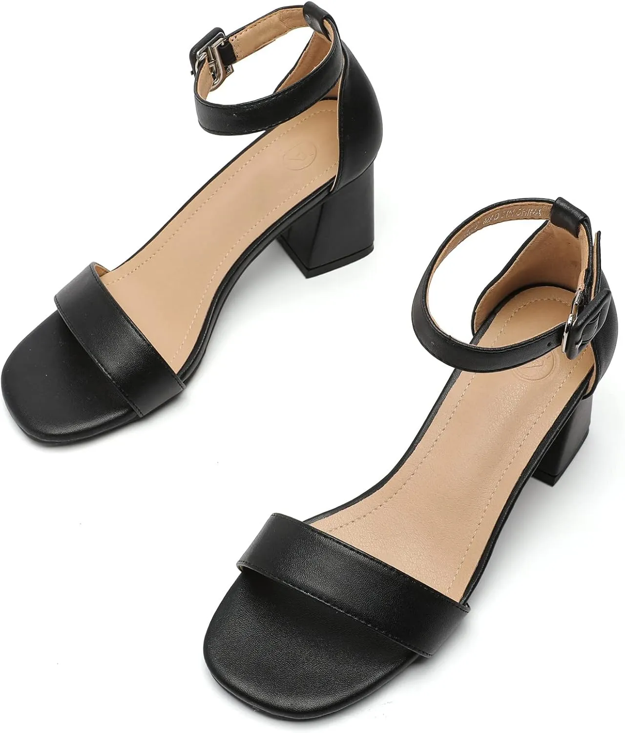 DADAWEN Women's Open Toe Ankle Strap Low Block Chunky Heels Sandals Bridesmaid Wedding Bridal Party Evening Homecoming Prom Dress Pump Shoes
