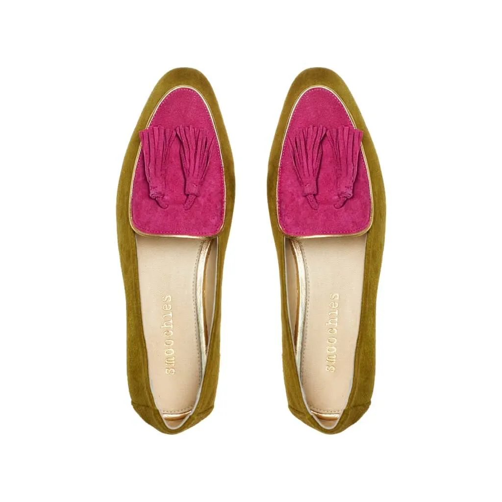 Diana in Martini Olive and Fuchsia