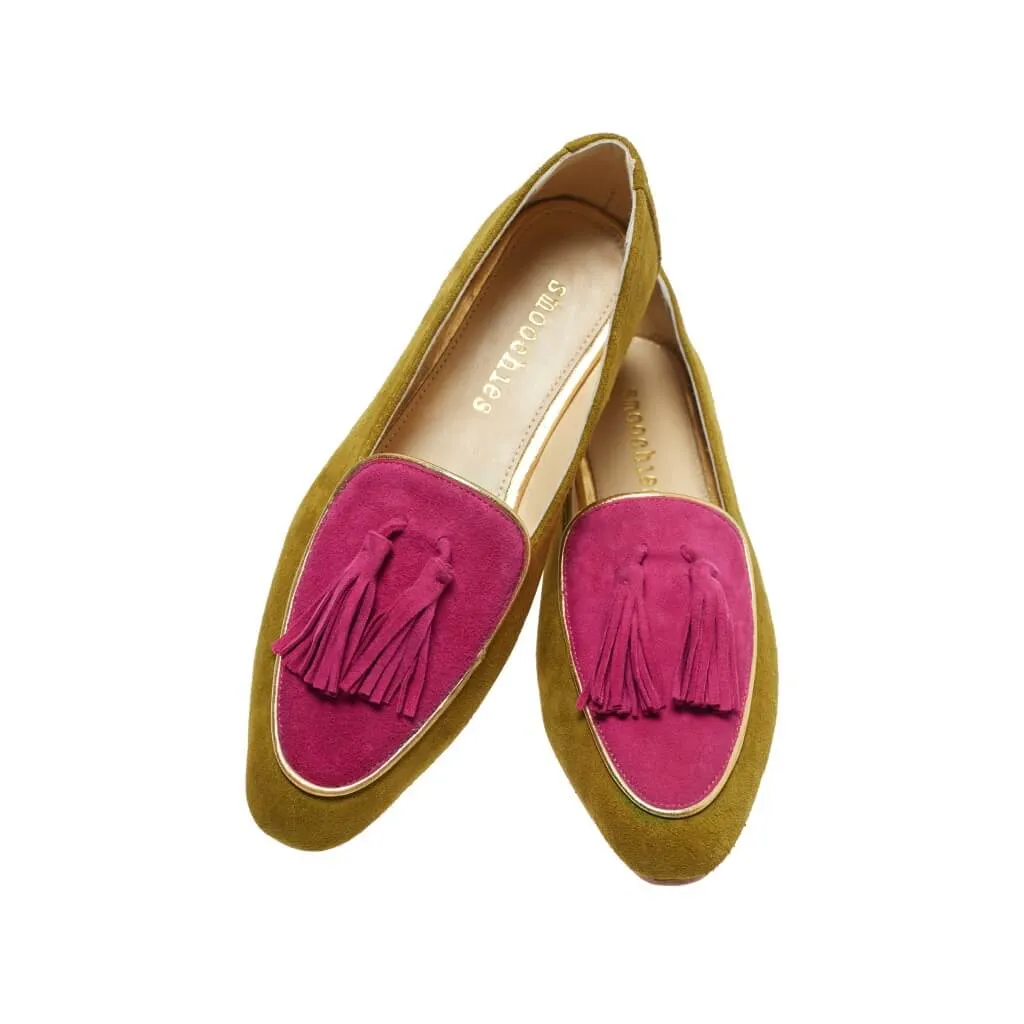 Diana in Martini Olive and Fuchsia