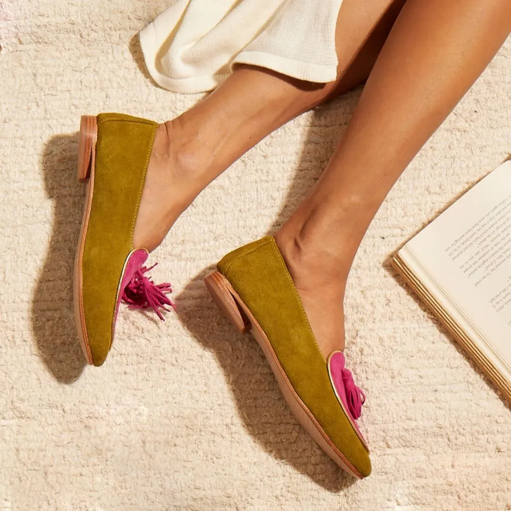 Diana in Martini Olive and Fuchsia