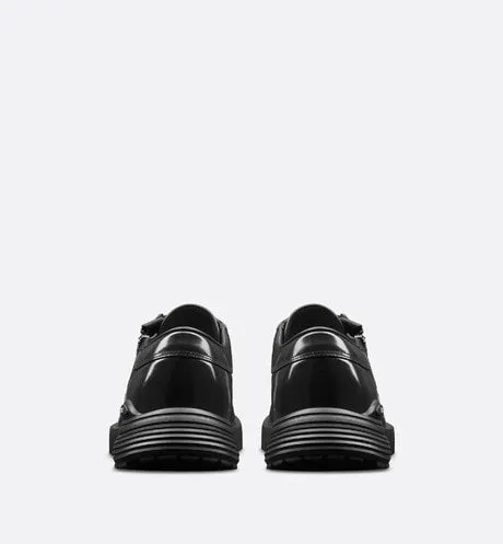 Dior Combat Derby Shoe • Black Polished Calfskin with Beige and Black Dior Oblique Jacquard