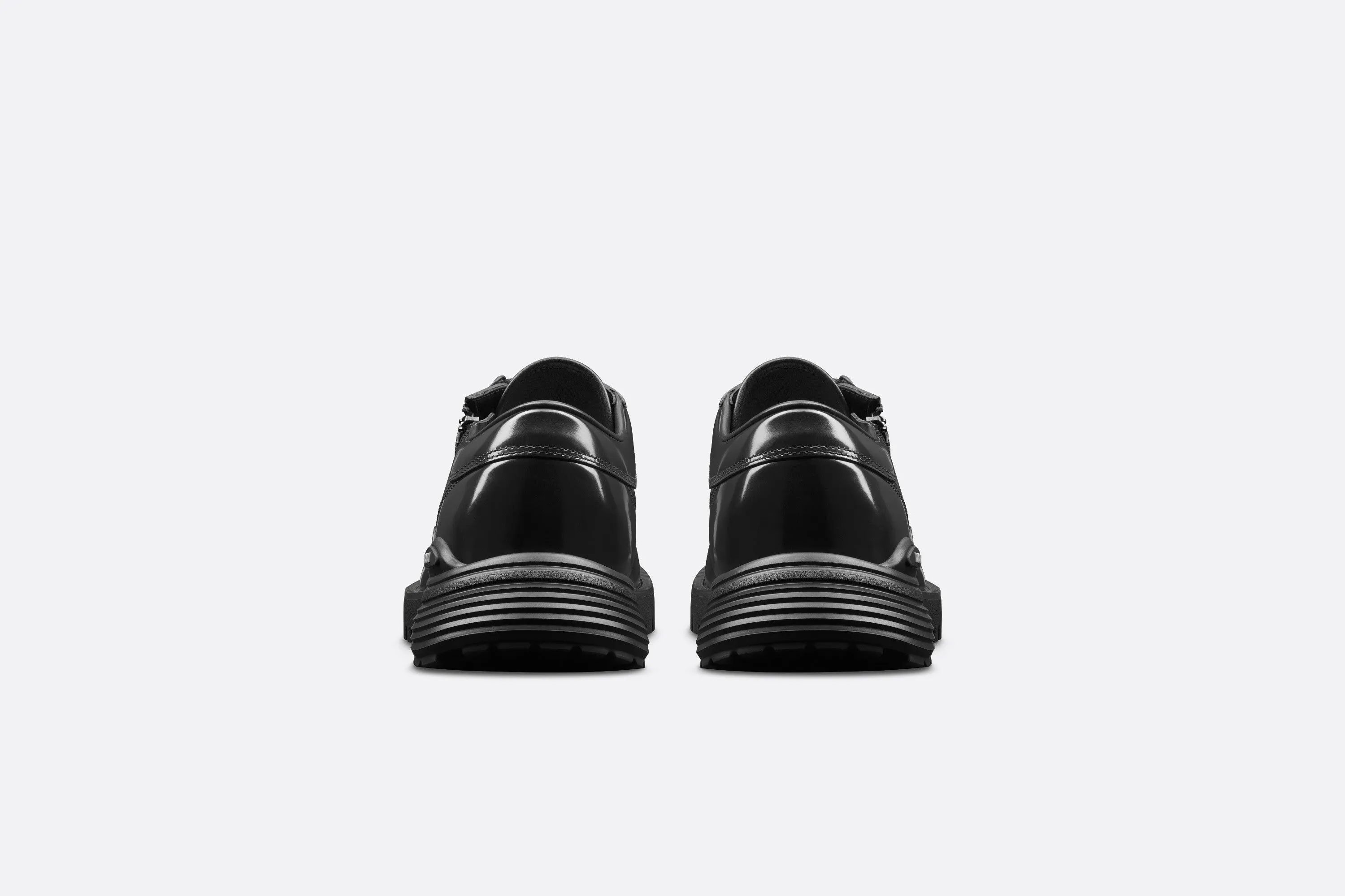 Dior Combat Derby Shoe • Black Polished Calfskin with Beige and Black Dior Oblique Jacquard