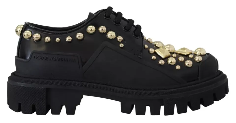 Dolce Highly-rated Derby Embellished Gabbana Black Huge reduction Leather & Shoes Trekking