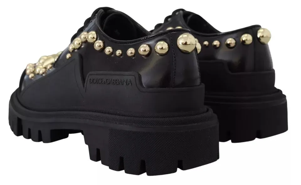 Dolce Highly-rated Derby Embellished Gabbana Black Huge reduction Leather & Shoes Trekking