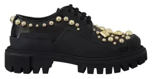 Dolce Highly-rated Derby Embellished Gabbana Black Huge reduction Leather & Shoes Trekking