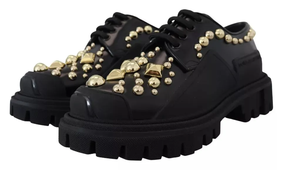 Dolce Highly-rated Derby Embellished Gabbana Black Huge reduction Leather & Shoes Trekking