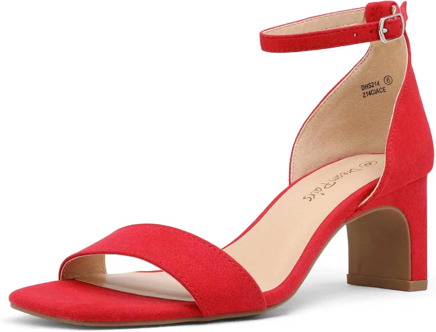 DREAM PAIRS Women's Square Toe Low Block Chunky Heels Open Toe Ankle Strap Dress Pump Shoes