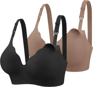 Ekouaer Nursing Bra Wavy Breastfeeding Bras for Women Seamless Maternity Support Wireless Pregnancy Sleep Bralette