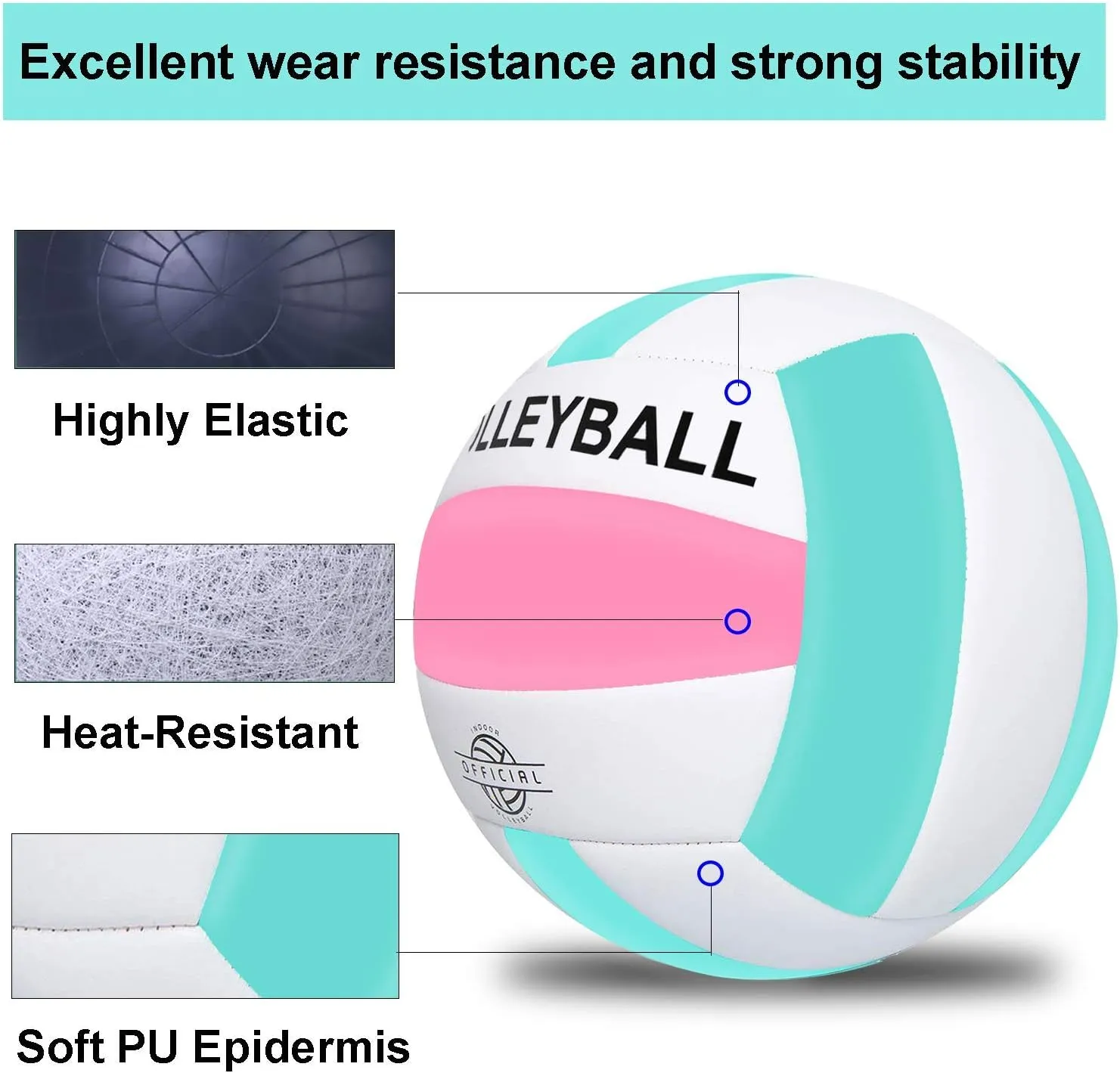EVZOM Super Soft Beach Volleyball - Official Size 5 for Outdoor/Indoor/Pool/Gym/Training - Premium Sports Ball