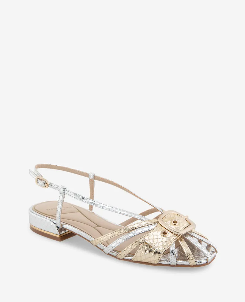 Farrah Metallic Combo Snake Caged In Buckle Sandal