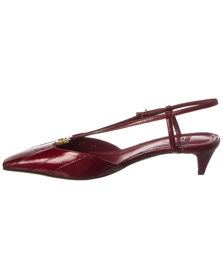 FENDI FFold Leather Slingback Pump
