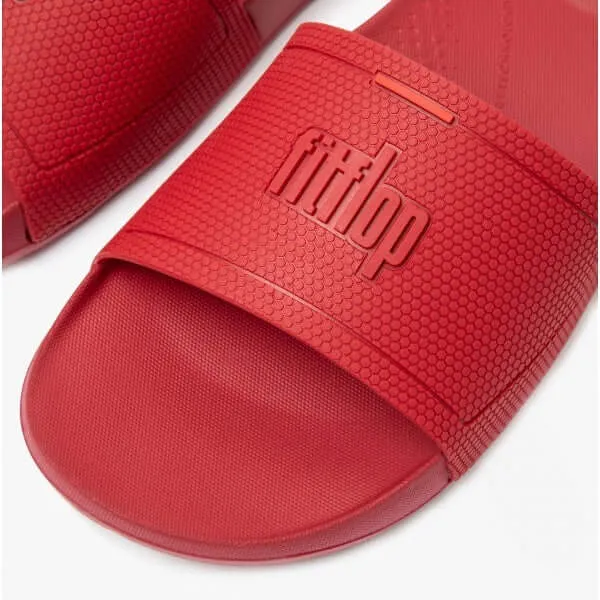 FitFlop IQUSHION SLIDE Womens Rubber Sandals Scarlet Red