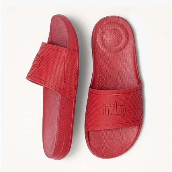 FitFlop IQUSHION SLIDE Womens Rubber Sandals Scarlet Red