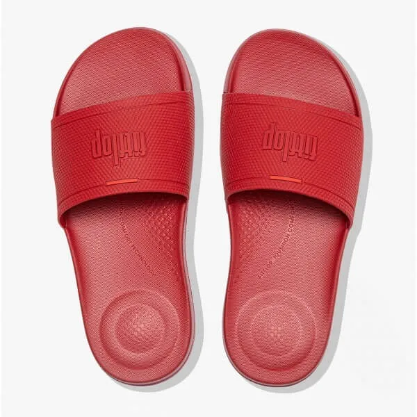 FitFlop IQUSHION SLIDE Womens Rubber Sandals Scarlet Red