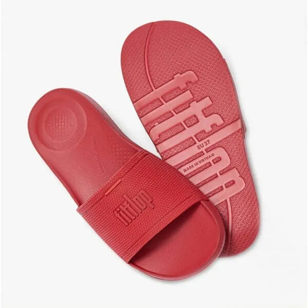 FitFlop IQUSHION SLIDE Womens Rubber Sandals Scarlet Red
