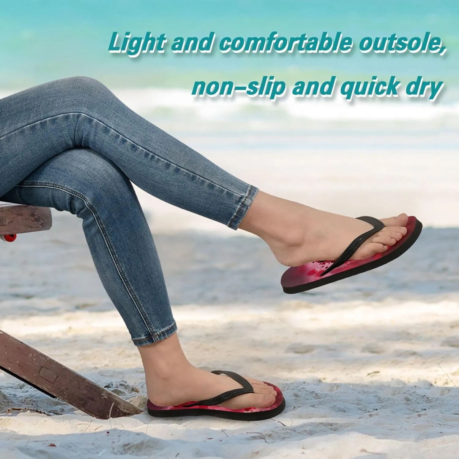 Flip Flop Sandal for Men Women Romantic Love Summer Thong Sandal Beach Water Shoes,XS