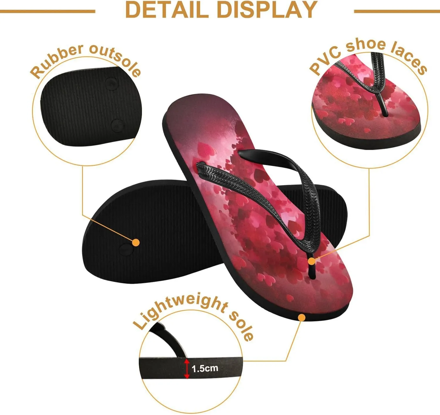 Flip Flop Sandal for Men Women Romantic Love Summer Thong Sandal Beach Water Shoes,XS