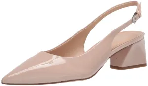 Franco Sarto Womens Racer Slingback Low Block Heel Pointed Toe Pump, Nude, 7.5 US
