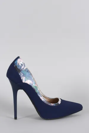 Fully automated Pump Toe Pointy Floral Print Stiletto Compliance-certified Qupid