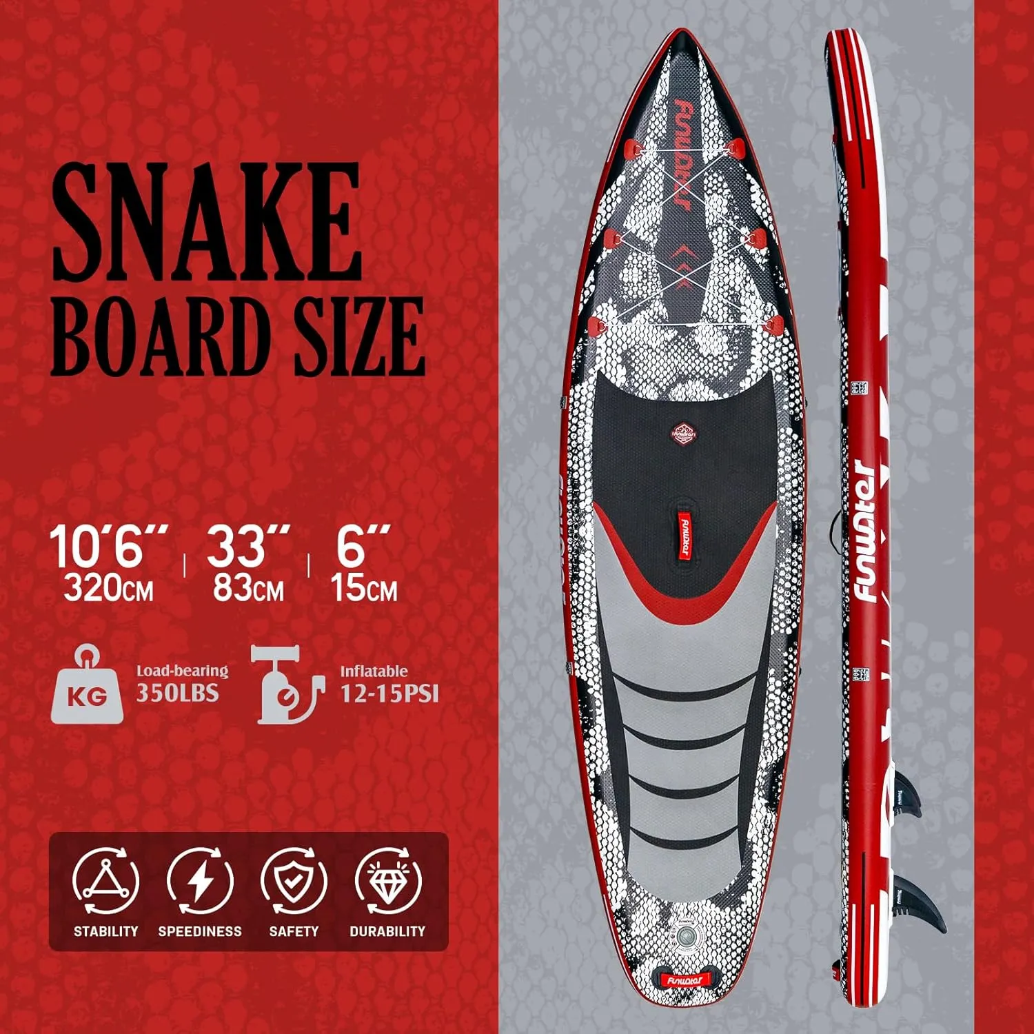 FunWater Inflatable Stand Up Paddle Board 10'6"/11"/11'6" Paddle Board for Adults & Youth, Ultra-Light Paddleboards Inflatable with Premium SUP Accessories, Wide Stable Design, Non-Slip Comfort Deck
