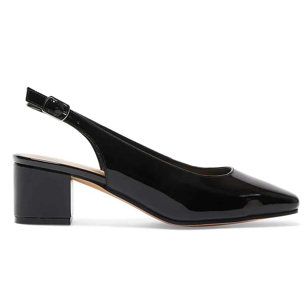Garland Heel in Black Patent